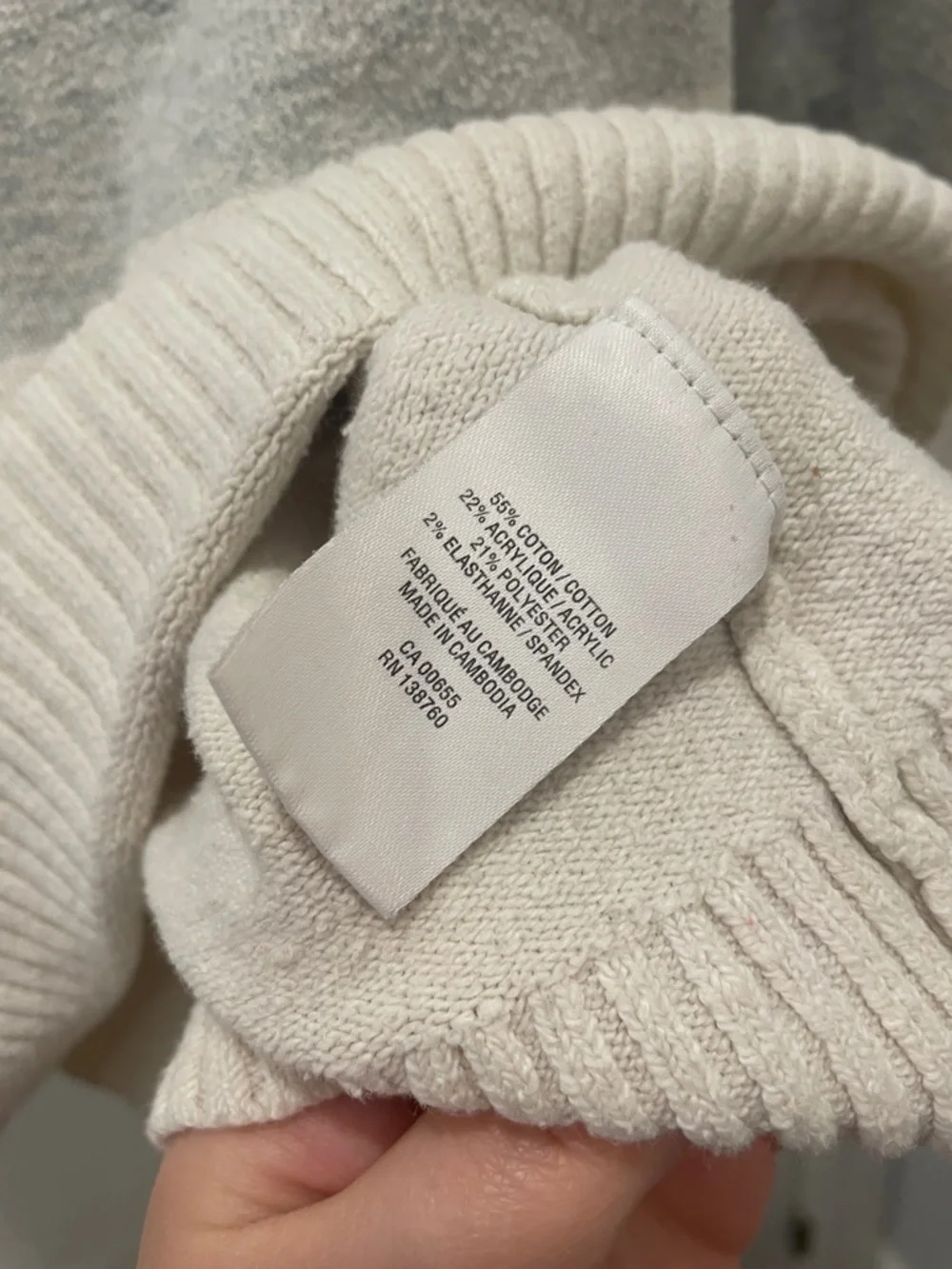 Reitmans Gray and Cream Cowl Neck Colorblock Sweater - Picture 3 of 5